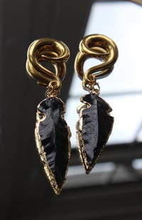 Image 1 of Arrowhead - Ear Hangers - Dangle Earrings - Stainless Steel Hooks GOLD