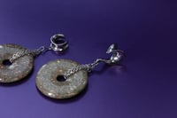 Image 1 of UNAKITE Chain Ear Weights - Unakite - Gemstone Chain Hangers - Stretched Ears - Saddles or Hooks