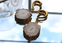 Image 1 of Ear Hangers - Crystal - Organic - Gold - Spiral Hangers - Tunnels - Stretched Ears - Weights