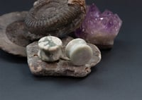 Image 1 of Green Agate Stone Plugs - Gem Stone Double Flared Plugs - Crystal Plugs - Stone Ear Stretcher Gauges