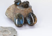 Image 1 of PREMIUM High Grade Labradorite Teardrop Plugs - Gem Stone Double Flared Plugs - Crystal Plugs