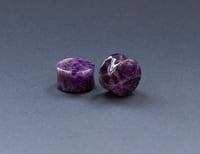 Image 2 of Amethyst - Gem Stone Double Flared Plugs - Crystal Plugs - Stretched Ears