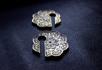 Image 1 of Mandala Ear Hangers - PAIR - Gold - Silver - 316L Stainless Steel - Stretched Ears - Gauges