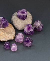 Image 1 of Crystal Heart Plugs - Amethyst - Gem Stone Double Flared Plugs
