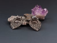 Image 1 of Swirl Shield Tunnels - Silver - Stainless Steel 316L - Ear Stretchers Gauges Plugs - Flesh Tunnels