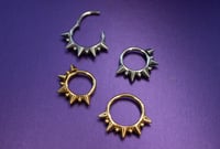 Image 1 of Implant Grade Titanium - Punk Spiked Segment Ring - Septum Clicker 16G - Piercing Ring - 1.2MM