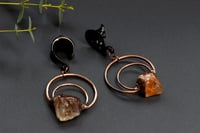 Image 1 of Geometric Citrine Point Ear Hangers - Ear Weights - Crystal - Copper - Stainless Steel - Black