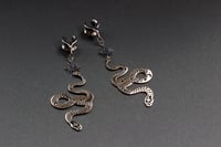Image 1 of Ear Saddles - Snake Cut Out - Plugs for Stretched Ears, Tunnels - Silver - Stainless Steel 316L