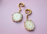 Image 2 of Ear Hangers - Crystal - Organic - Gold - Spiral Hangers - Tunnels - Stretched Ears - Weights