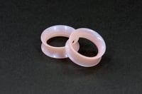 Image 2 of Pink Pearlescent Silicone Tunnels - Double Flare - Flesh Tunnels - Ear Gauges for Stretched Ears