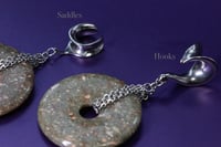 Image 2 of UNAKITE Chain Ear Weights - Unakite - Gemstone Chain Hangers - Stretched Ears - Saddles or Hooks