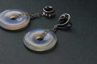 Image 2 of OPALITE Chain Ear Weights - Opalite - Gemstone Chain Hangers - Stretched Ears - Saddles or Hooks