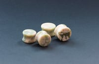 Image 2 of Green Agate Stone Plugs - Gem Stone Double Flared Plugs - Crystal Plugs - Stone Ear Stretcher Gauges