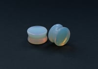 Image 2 of Opalite - Gem Stone Double Flared Plugs - Crystal Plugs - Stone Ear Stretcher Gauges