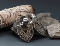 Image 2 of Tribal Shield Tunnels - Silver - Stainless Steel 316L - Ear Stretchers Gauges Plugs