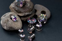 Image 2 of Multi-Coloured Diamond / Plug / Stainless Steel Metal Ear, Screw back - Stretched Ears