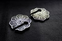 Image 2 of Mandala Ear Hangers - PAIR - Gold - Silver - 316L Stainless Steel - Stretched Ears - Gauges