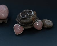 Image 2 of Ear Saddles - Rose Quartz Heart - Stretched Ears, Tunnels - Silver - Stainless Steel 316L