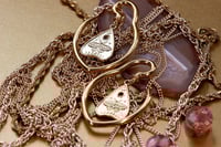 Image 2 of Ear Hangers - Ouija - Planchette, Lunar Moth - Stainless Steel 316L - 4mm - Gold - Gauges - Tunnels