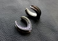 Image 3 of Filigree Ear Saddles - Stainless Steel - Gold Silver - Stretched Ears