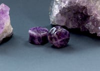 Image 3 of Amethyst - Gem Stone Double Flared Plugs - Crystal Plugs - Stretched Ears