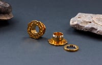 Image 3 of Filigree Stainless Steel Tunnels - Gold - Gauge Jewellery for Stretched Ears - Tunnels Plugs
