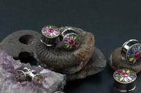 Image 3 of Flower Plugs - Double Flared - Multi-Coloured - Stretched Ears, Tunnels