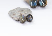 Image 3 of PREMIUM High Grade Labradorite Teardrop Plugs - Gem Stone Double Flared Plugs - Crystal Plugs
