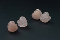 Image 3 of Crystal Heart Plugs - Rose Quartz - Heart Gem Stone Double Flared Plugs - Crystal Plugs