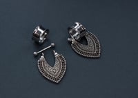Image 3 of Tribal Shield Tunnels - Silver - Stainless Steel 316L - Ear Stretchers Gauges Plugs