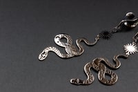 Image 3 of Ear Saddles - Snake Cut Out - Plugs for Stretched Ears, Tunnels - Silver - Stainless Steel 316L