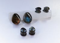 Image 4 of PREMIUM High Grade Labradorite Teardrop Plugs - Gem Stone Double Flared Plugs - Crystal Plugs