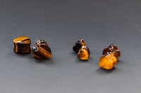 Image 3 of Crystal Heart Plugs - Tiger's Eye - Heart Gem Stone Double Flared Plugs 