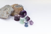 Image 1 of Fluorite - Gem Stone Double Flared Plugs - Crystal Plugs - Stone - Stretched Ears - Rainbow