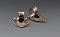 Image 4 of Tribal Shield Tunnels - Silver - Stainless Steel 316L - Ear Stretchers Gauges Plugs
