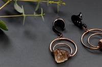 Image 4 of Geometric Citrine Point Ear Hangers - Ear Weights - Crystal - Copper - Stainless Steel - Black