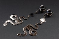 Image 4 of Ear Saddles - Snake Cut Out - Plugs for Stretched Ears, Tunnels - Silver - Stainless Steel 316L