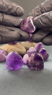 Image 5 of Crystal Heart Plugs - Amethyst - Gem Stone Double Flared Plugs