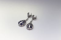 Image 3 of Ear Saddles - Tree of Life - Lapis Lazuli - Stretched Ears, Tunnels - Silver - Stainless Steel 316L