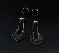 Image 3 of Magnetic Tribal Shield Tunnels - Silver - Stainless Steel 316L - Ear Stretchers Gauges Plugs