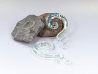 Image 2 of Glass Ear Hangers - Mermaid - Iridescent Pearl Blue - Stretched Ears - Glass Swirl