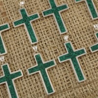 Image 5 of Sterling Silver Green Malachite 1.19 inches Cross Handmade Pendant Necklace - NO CHAIN