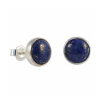 Image 1 of Sterling Silver 925  Round Navy Blue Lapis Lazuli 9mm Handmade Stud Earrings | December Birthstone