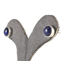 Image 5 of Sterling Silver 925  Round Navy Blue Lapis Lazuli 9mm Handmade Stud Earrings | December Birthstone