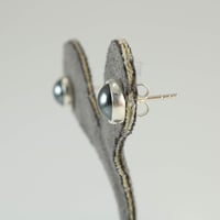 Image 3 of Round Gray Hematite Stone 9mm Stud Earrings | Women Men Sterling Silver 925 Handmade Post Earrings
