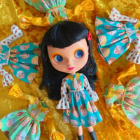 Image 3 of Golden Girls Glitter Collar Dress for Blythe / Teal & Polka Dots