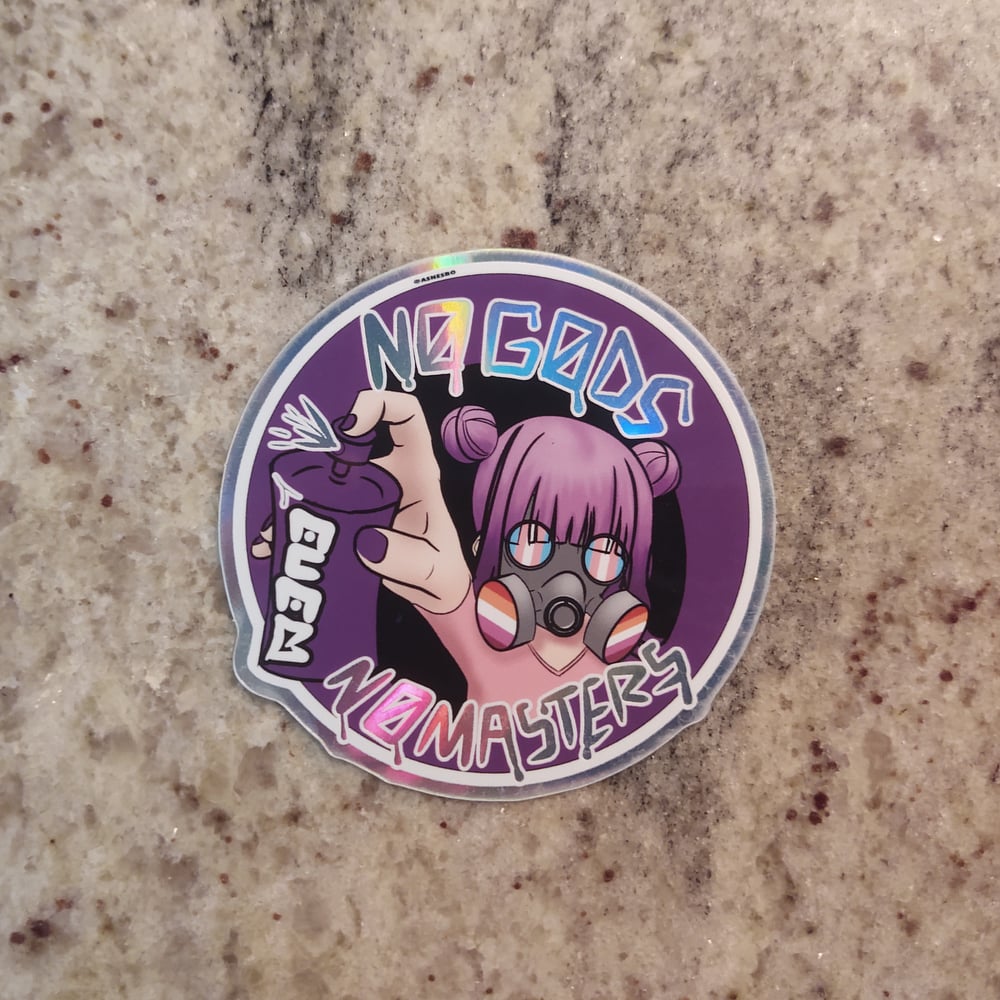 Image of Hai-Chu Tranarchy! 3" x 3" Die Cut Sticker Holographic / Glossy