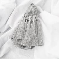 50 Pieces Tassels in Silver Color Thread Polyester Silk Tassel DIY Crafts Making Supplies