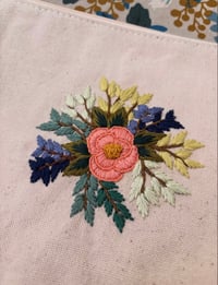 Image 3 of Floral embroidered bag - Pinks and blues