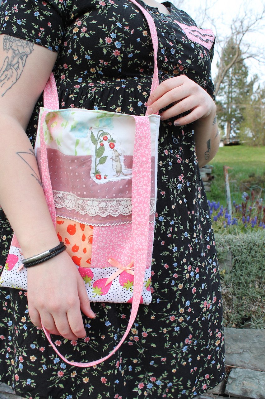 Image of Pink Kitty Patchwork Tote